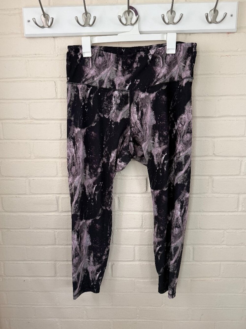 Old Navy | Marble Print High Rise Active Leggings | Black Gray Purple | XL